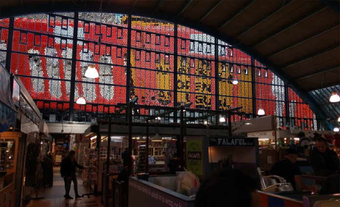 Roadworks stained glass Roadworks, stained glass, Swansea