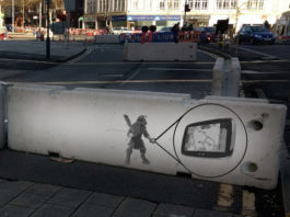 Banksy Artwork Found In Swansea Roadworks Minotaur, Banksy, Swansea, Roadworks